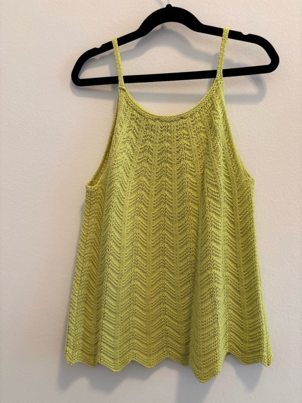 Lime Green Knit Chevron Tank Top